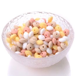 50Pcs Baby Pearl Silicone Beads Lentil 12mm Beads For Jewelry Making Pacifier Chain DIY Necklace Bracelets Jewelry Accessories