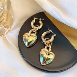 Dangle Earrings Vintage Heart Gold Silver Colour Geometric Exaggerate Metal Drop For Sweet Women Grils Party Accessories