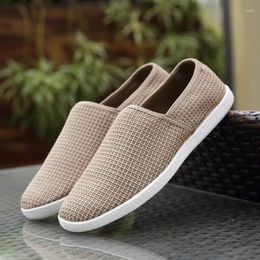 Casual Shoes Linen Breathable Flats Mens Canvas Loafers Fashion Men Slip On Fisherman Driving Footwear White