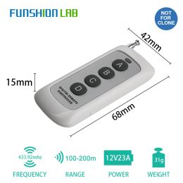 Control FUNSHION 433MHz 4 CH Button Remote Control 1527 Code 100200m Remote Transmitter Wireless Key