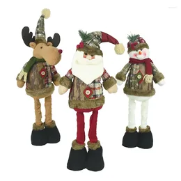 Christmas Decorations Santa Claus Snowman Reindeer Plush Doll Toy Long Leg Standing Ornaments Dolls Xmas Home Party