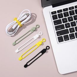 1-6Pcs Reusable Silicone Cable Organizer Wire Winder Earphone Clip Charger Cord Management Wire Fixer Holder Cable Winder Belt