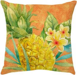Pillow Tropical Fruit Pineapple Decorative Throw Case Red Flower Bird Linen Square Cover Home Sofa