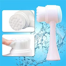 Silica Gel Facial Brush Soft Double Side Facial Cleanser Blackhead Removing Pore Cleaner Exfoliating Facial Massage Brushes