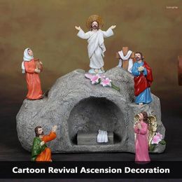 Decorative Figurines Jesus Ascension Statue Tomb Set Figure Resin Desk Decor 6 Pcs Tabletop Ornaments Collectible
