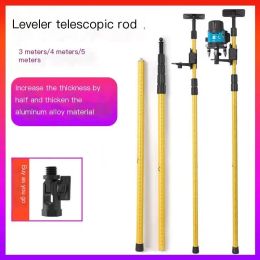 Line Leveler Telescopic Pole Aluminum Alloy Adjustable Lift Extend Bracket Holder Stand Support for 1/4''5/8'' Laser Level 3-4M