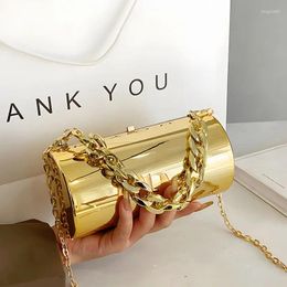 Storage Bags High-end Luxury Women Party Evening Designer Chain Cylinder Messenger Bag Gold Silver Acrylic Lipstick Clutch Handbags