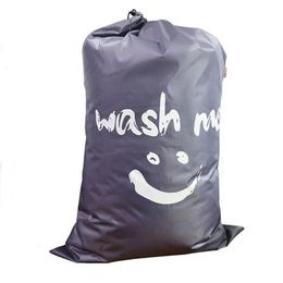 2024 Smile Shape Nylon Laundry Bag Me Wash Me Travel Storage Machine lavável Clothes Dirt