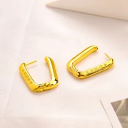 Stud 2024 Stud Ear Stud 18K Gold Plated Luxury Brand Designers Letters Stud Clip Chain Stainless steel Round Geometric Famous Women Ear