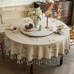 Table Cloth 2024 Round Feel Fabric Dining Cover Tassels