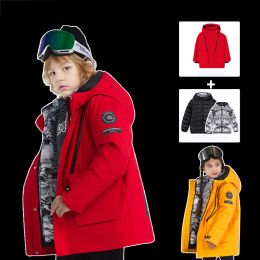 Poles 2022 Hooded Children Snow Warm Baby Jackets Windproof Waterproof Girl Ski Coats Mountain Sport Outdoor Kids Outerwear Clothes