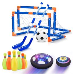 3-in-1 Hover Soccer Ball Hockey Bowling Set, Indoor and Outdoor Toys for Kids Ages 3-12,Christmas Birthday Gifts for Boys Girls