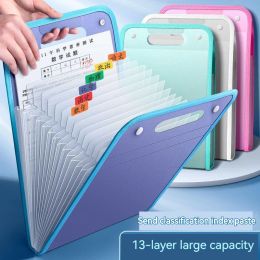 File A4 Organ Bag Portable Folder 13 Layer Transparent Insert Classification Students Exam Test Paper Data Office File Arrangement