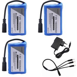 Rechargeable 7.4V battery and Charger for T188 T888 2011-5 Remote Control toys Fish Finder Fishing Bait Boat Parts 15000mAh