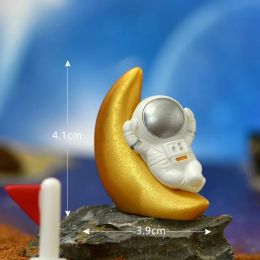 Space Theme Cake Decorations Planet Rocket Metal Ball Cake Topper Astronaut Happy Birthday Party Decor Babyshower Kids Boy