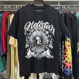 Hellstar American Summer Hell Star Graffiti Letter Printed Mens and Womens Short sleeved T-shirt Loose Hip Hop Half Sleeve T