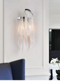 Wandleuchte, modern, für den Innenbereich, für Zuhause, Wohnzimmer, Schlafzimmer, Dekor, Aluminiumkette, Gold/Chrom und Silber, LED-Beleuchtungskörper