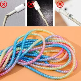 1.6m/Roll Laser Color Style Data Cable Winder Wire Cord Protectors Spring Wrap Cable Organizer for Usb Earphone Wire Protection