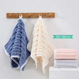 Towel 38x80cm Soft Thickened Striped Coral Fleece Face Hand Bath Strong Water Absorption Bathroom