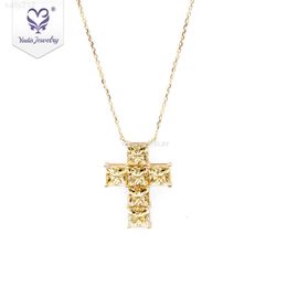 Yadis luxury fine Jewellery 14k 18k princess cut vivid yellow diamond moissanite cross pendant necklace