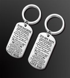 New Stainless Steel To My Son Daughter I WANT YOU TO BELIEVE DEEP IN YOUR HEART Love Mom Dad Tag Keychain Family Keyrings9296679