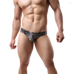 Underpants Men Leopard Briefs Sexy XXL Triangle Low Waist Polyester Breathable Elastic Moisture Wicking Men's Underwears