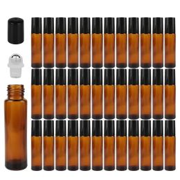 Bottles 10/20pcs 10ml Amber Glass Roll on Bottle Thick for Perfume Aromath Essential Oil Vials with Roller Ball Travel Refillable Bottle
