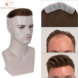 Toupees Rich Choices Forehead Men Toupee Thin Skin PU V Loop Front Hair Replacement Systems Human Hair Piece Natural Hairline 6 Inches