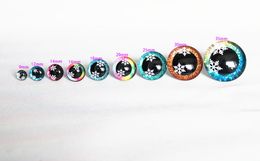 20pcs/lot new 9mm 12 14 16 18 20 25 30mm clear 3D snow eyes glitter safety toy snow Doll eyes with black eyelash tray-D12