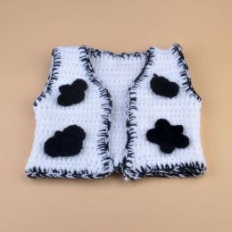 Crochet Newborn Baby Cowboy Outfit Baby Boy Photo Props Cowboy Boots Hat and Diaper Cover with Vest 5 Pieces Set Clothes H253