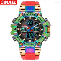 Wristwatches SMAEL Top Brand Sports Watches Men Military Army Waterproof Alarm Quartz Multifunction Wristwatch Male Digital Light Clock 8027