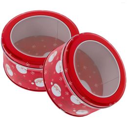 Storage Bottles 2 Pcs Christmas Tin Box Boxes Metal Container Gift Cookie Decorating Supplies