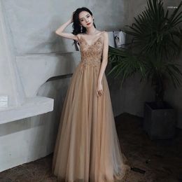 Party Dresses Luxury Halter Champagne Prom Dress For Women 2024 Annual Birthday Immortal Long Temperament Banquet Evening
