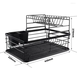 Kitchen Storage Home Dish Drying Rack Drainer Dinnerware Organiser Black Countertop Utensil Accessories