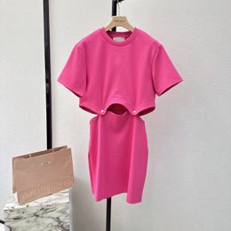 Women's Dresses European fashion brand detachable two piece waist hollow out short sleeved mini dress