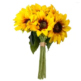 Decorative Flowers 6 Pieces Artificial Sunflower Bride Simulation Floral Decors