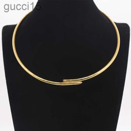 Designer Necklace Pendant Titanium Jewellery Wholesale Ladies Smooth Hard Ring Necklace Classic Nail Drill Collar ZIA0
