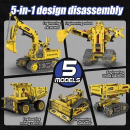 5 In 1Technical Car Excavator APP Remote Control Power Bricks Building Blocks Engineering Truck Toys Kids Moc Sets Gift K96137