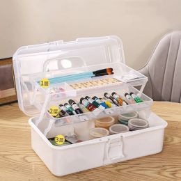 Case Threelayer Foldable Paint Brush Storage Art Student Paint Pencils Toolbox Medicine Box Home Nail Organiser Cosmetics Storage