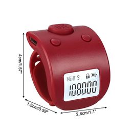 Mini Digital LCD Electronic Finger Ring Hand Tally Counter 6 Digit Prayer Rechargeable Counters Clicker Red Black Purple Yellow