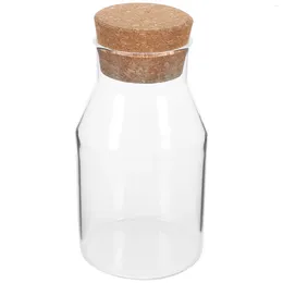 Storage Bottles Transparent Glass Sealed Jar Household Bottle Portable Cork Stopper (600ml) Oats Cookie Food Containers Sugar Lid With