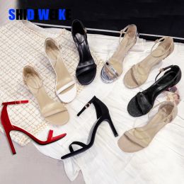 Boots Sexy Word Sandals Women Summer New Fairy Style Small Wild High Heels Fine Heel Fashion Shoes Women Sandals Ab332