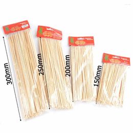 Disposable Flatware 48pcs Sturdy Bamboo Skewers Wooden Barbecue Kebabs Fruit Fountain Sticks Party Buffet Food