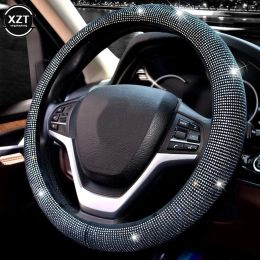 Universal 38CM Rhinestones Steering Wheel Cover with Crystal Diamond Sparkling Car Breathable Anti-Slip Steering Wheel Protector