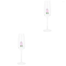 Wine Glasses 2 Pc Whisky Rose Party Supply Goblet Creative Cocktail Cup Transparent Red