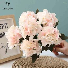 Wedding Flowers 6 Branches Artificial Silk White Hydrangea Flower Faux Flores For Home Decoration Fake Christmas Decor