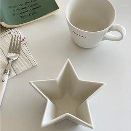 Bowls Creative Solid Colour Star Ceramic Bowl Cute Children's Tableware Salad Fruit Plate Restaurant Cooking Dishes Kitchen Utensils