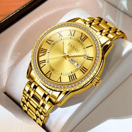 Wristwatches Luxury Watch For Men Top Brand TAXAU Watches Stainless Steel Quartz Wristwatch Original Classic Diamond Business Men's