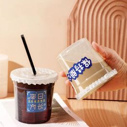 Disposable Cups Straws 520ml DIY Portable Iced Coffee Cup PET Summer Cold Drink Set MilkTea Juice With Lid Straw Stickers 10 Pack