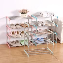 Simples multi camada sapato rack de aço inoxidável fácil montar armazenamento sapato armário cabide organizador casa acessórios